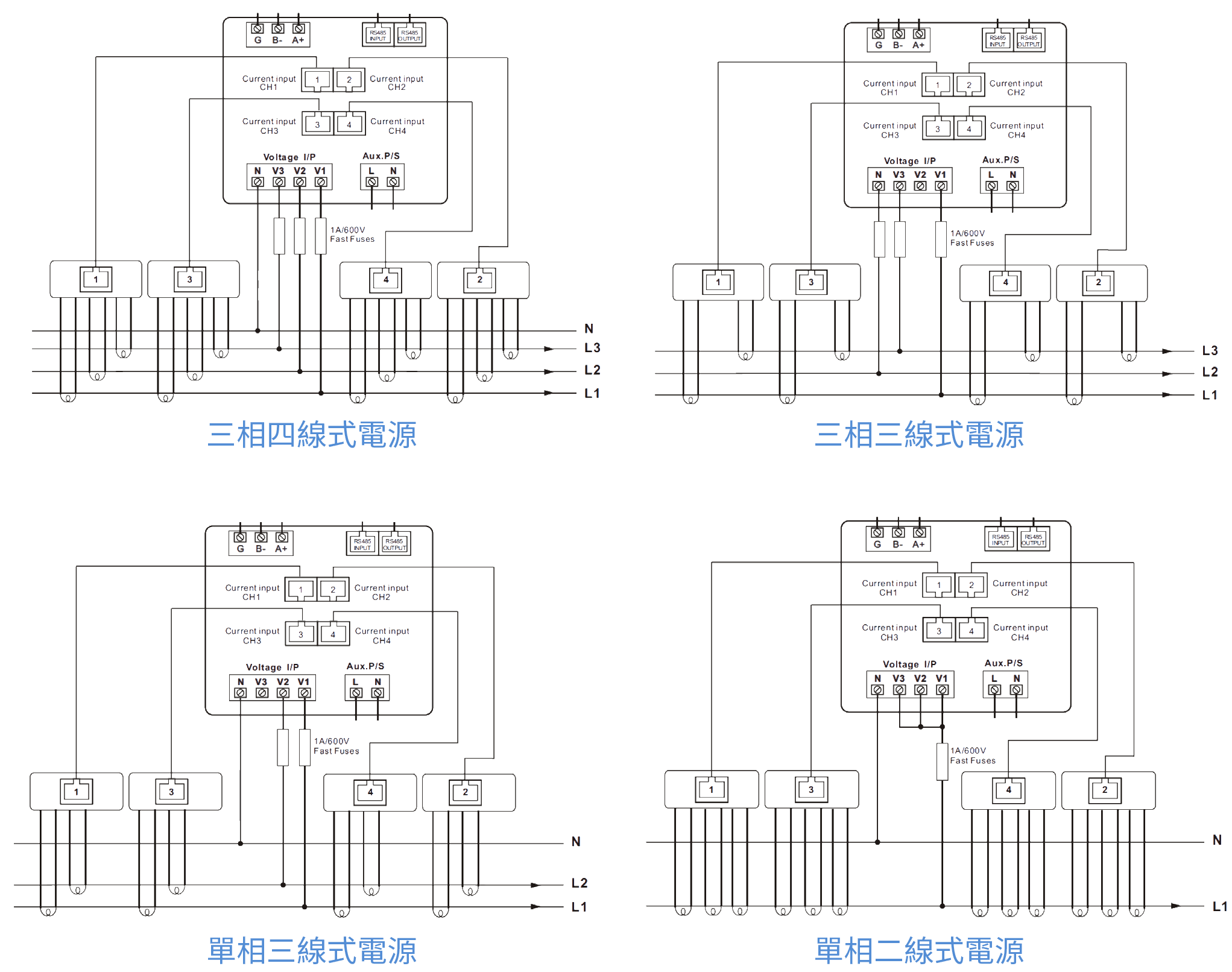 多回路多功能電表-接線架構圖