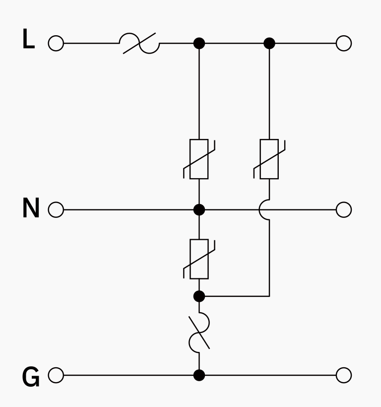 Module de protection contre les surtensions pour l'éclairage public à LED - Circuit interne